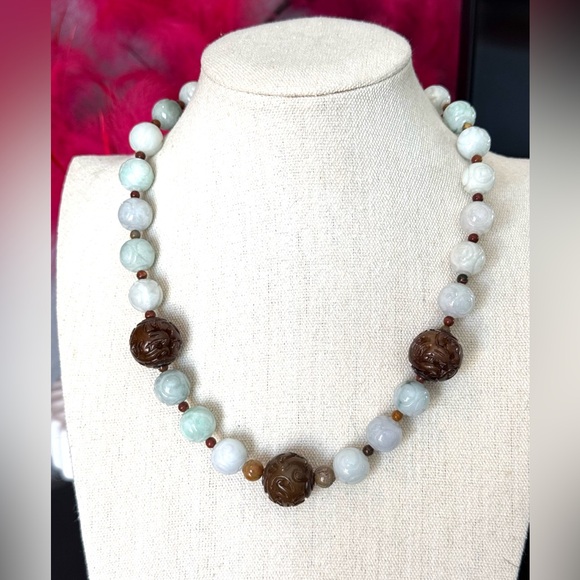 Artisan Beaded Necklace with Brown and Jade Accents - Picture 8 of 8